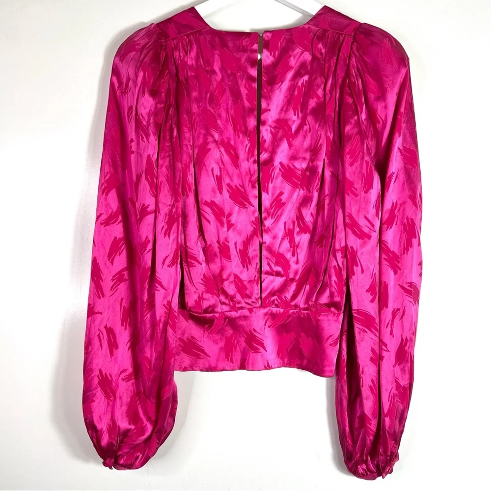 NWT Ronny Kobo Eugenia Jacquard Top Silk Blend Pink Size Small - Picture 5 of 16